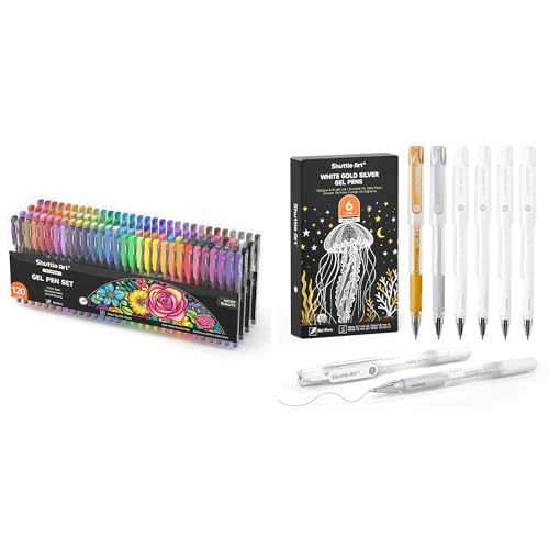 Stylo gel couleur dessin loisirs créatifs Shuttle Art or argent blanc écriture