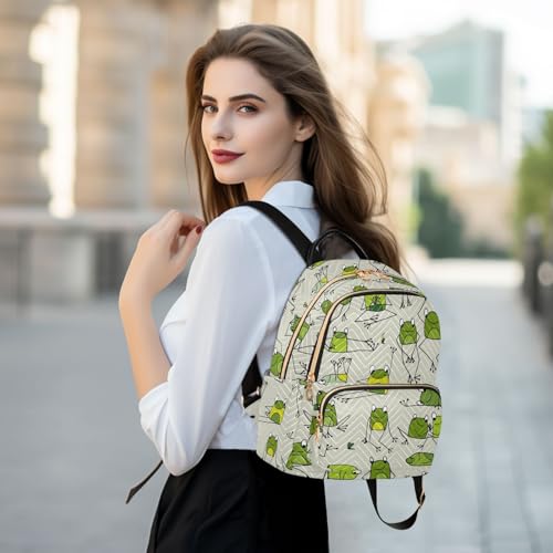Image of Frog Quilted Backpack Purse for Women Fashion Small Backpack M | Shoulder Bag Travel Casual Daypack
