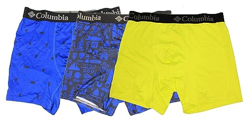 Columbia Men's Printed Polyester Stretch Boxer Briefs, CNV/BIND/RADIA, XX-Large