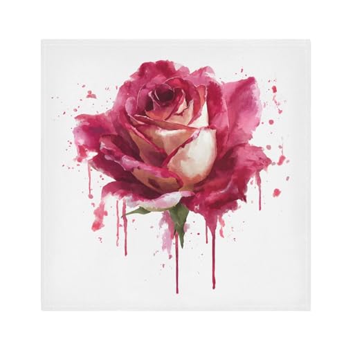 Cloth Napkins Set of 6 Watercolor Rose Tattoo Decorative Polyester