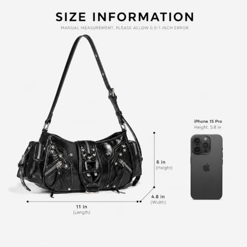 Image of Shoulder Purse for Women, Leather Women's Handbag Y2k Aesthetic Coquette Shoulder Bag Hobo Punk Trendy Ladies Purse