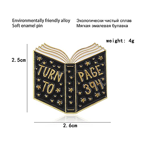 Book pins TURN TO PAGE 394 Brooches Book Library Enamel pins Lapel pin Badges Brooches for Student Reader Gift brosa Bijoux (Metal color: Style 2)3
