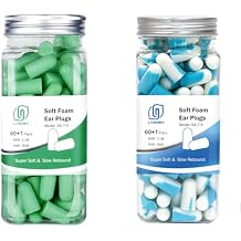 Ultra Soft Yellow-Green Foam Earplugs 60 Pairs and Soft Foam Earplugs 60 Pairs Blue/White