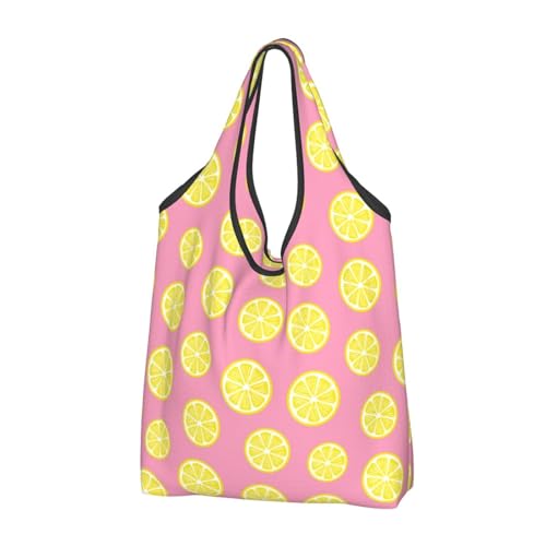Lot de 3 grands sacs fourre-tout pour femme en tissu pliable rose citron