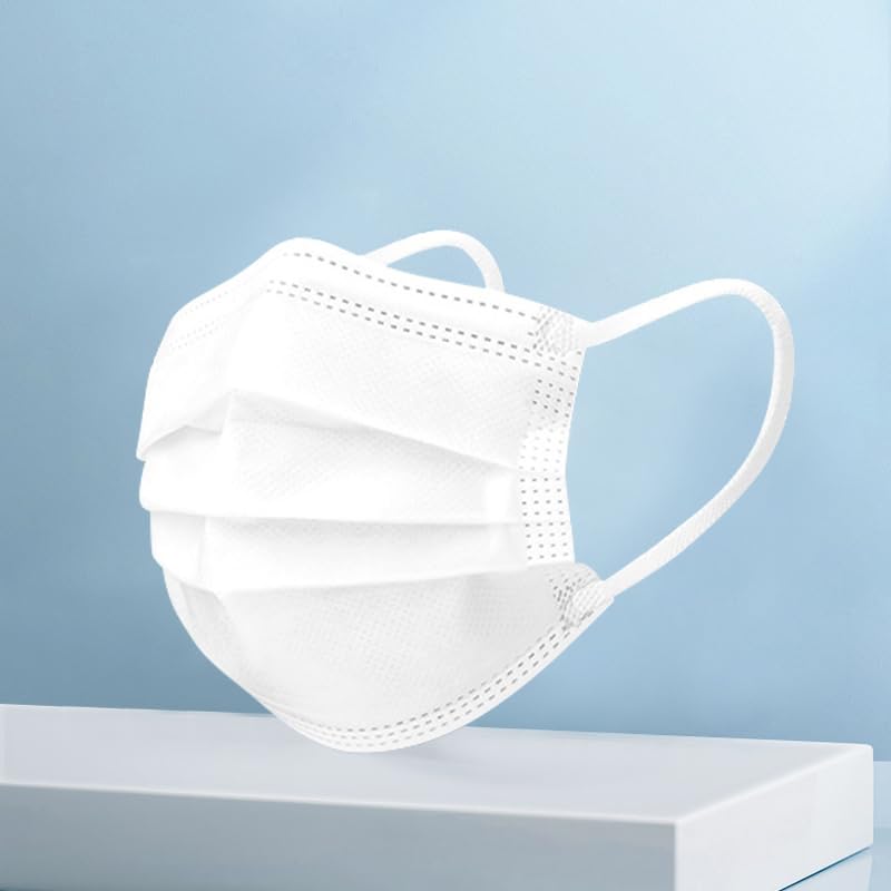 Disposable Face Masks White 100 PCS 3 Ply Safety Respirator Breathable Comfortable Protection for Home Office Outdoor
