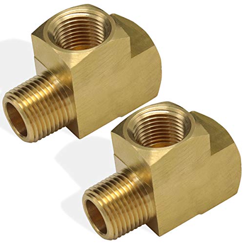 Boeray 2Pcs 1/4" Npt Female Pipe To 1/4" Npt Male Pipe To 1/4" Npt Female Metals Brass Barstock Street Tee Pipe Hose Fitting #TOP5