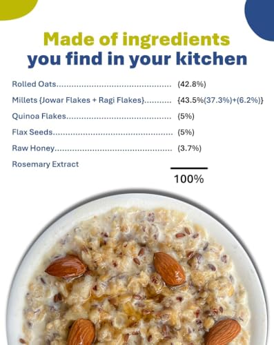 Image of True Elements Multigrain Oats 500g - Jowar and Ragi | Oatmeal | Oats for Weight Loss | Millet Rich Breakfast | Healthy Breakfast | Rich in Fibre and Protein