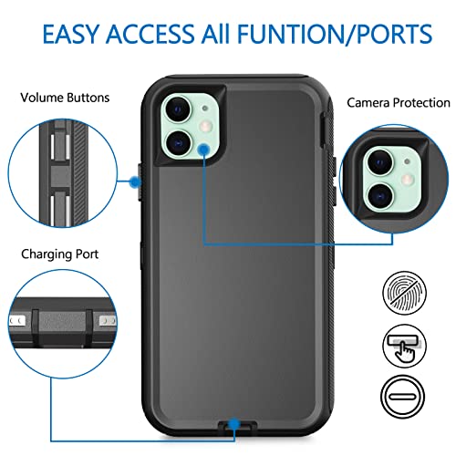 Bisbkrar Defender Case For Iphone 11 6.1 Inch Case,[Military Grade] 3 In 1 Shockproof Rugged Protective, Heavy Duty Bumper Phone Cover (With Black Belt Clip) (Black) #TOP4
