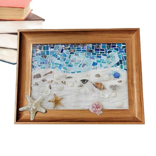Kit d'art en verre de mer pour adultes : fournitures artisanales et cadre photo