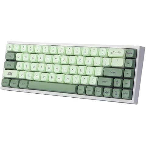 BOYI Matcha Custom 124 Key PBT Dye-Sublimated Keycaps,XDA Profile Matcha Green Tea English keycap Full Set for Cherry MX Switches,Universal Compatiability for DIY Barebones Keyboard PBT Keycaps Cover