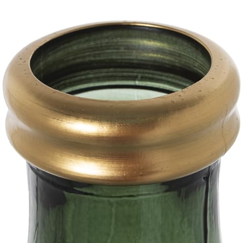 JARRÓN VIDRIO RECICLADO 75CM VERDE FILO DORADO_°25X75CM BOCA:°6CM