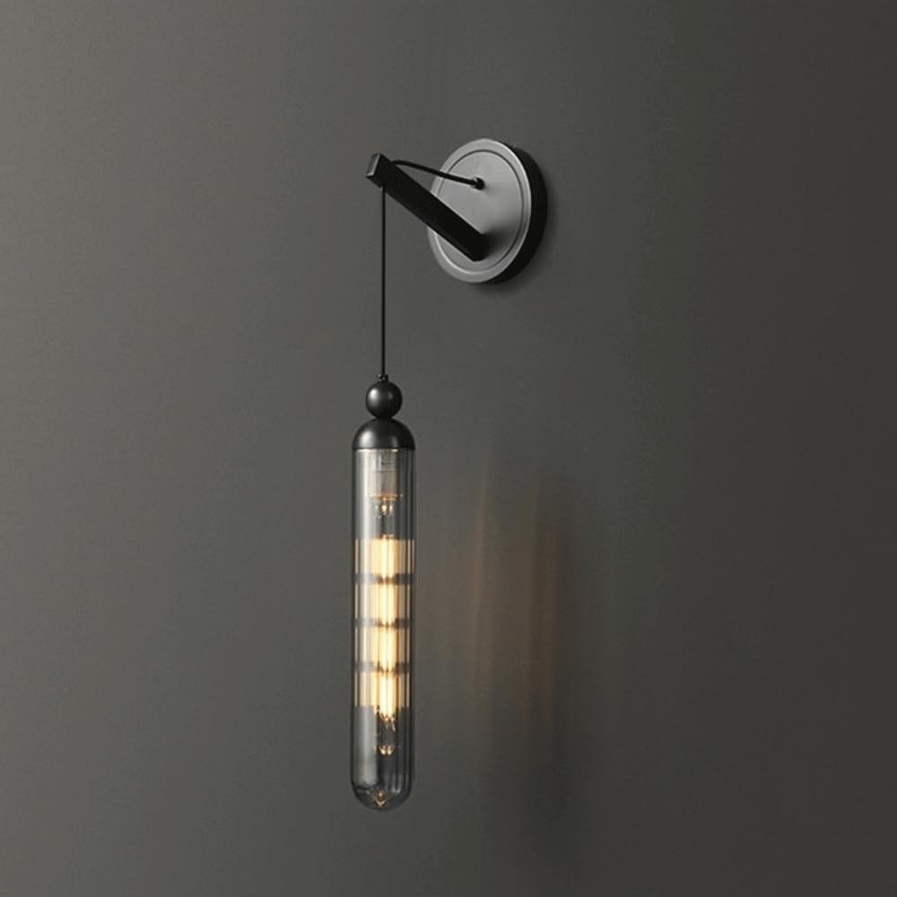 Apliques de pared de tubo largo de cobre y cristal con estilo industrial moderno