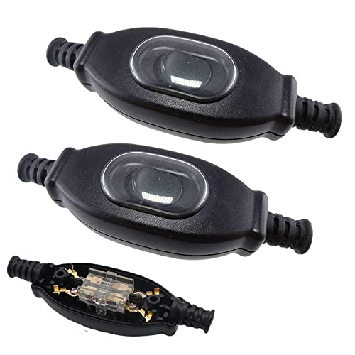 Schnurzwischenschalter Wasserdichter 2 Stück Tastschalter Staubdicht Ip65 Schnurzwischenschalter Zwischenschalter Wasserdichter Tastschalter Schwarz Kippschalter Für Außenbereich Schlafzimmerlampe Cover