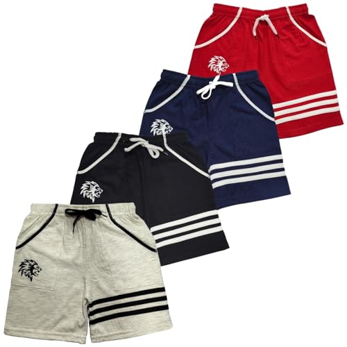 Image of TICOSS Boys Pack of 4 Cotton Blend Striped Shorts