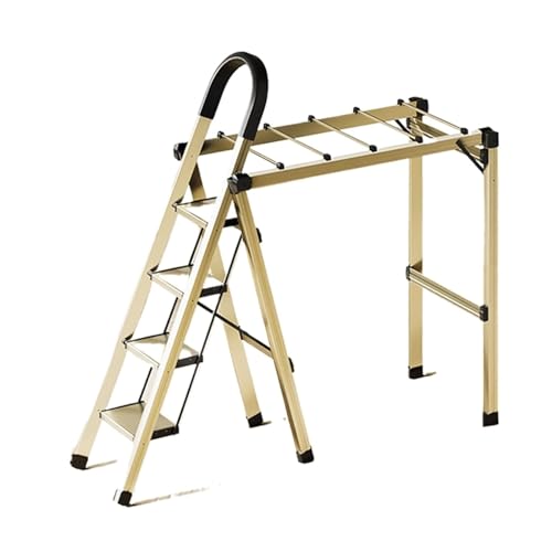 QYMYOZ Scala Pieghevole, Scala per Uso Domestico, stendibiancheria Pieghevole, Scala a cavalletto telescopica Multifunzionale per Interni, Scale in Lega di Alluminio Ispessita p
