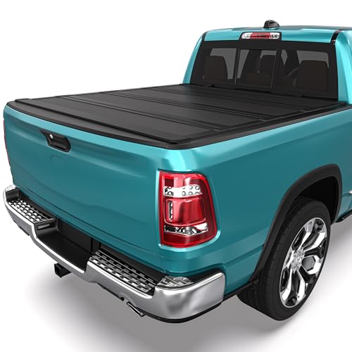 LEDKINGDOMUS Low-Profile Hard Quadfold Truck Bed Tonneau Cover Fits for Dodge Ram 1500 2009-2018, Fit for Ram 1500 Classic 2019-2024 | 5.7ft Bed w/o Ram Box