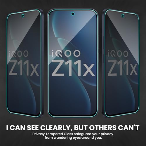 Image of FIRST MART Privacy Tempered Glass for iQOO Z11x, 2 Pack | Anti-Spy 9H Screen Protector, Edge-to-Edge, Case-Friendly, Scratch Resistant, Bubble-Free