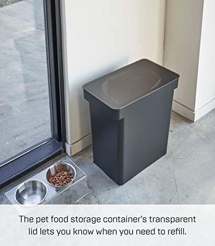 Yamazaki Home Tower Airtight Pet Food Storage Container - Cat And Dog Food Holder Bin With Transparent Lid And Handle - Extra Large - Polypropylene - 6.6 Gallons, 25 Liters,Black