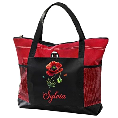 Bolso Tote Personalizado para Mujer con Nombre y Flores miniatura 1