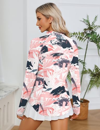 Image of LOMON Women Long Sleeve Shirts Sun Protection 1 /4 Zip Summer Quick Dry Hiking Shirts Quarter Zip Pullover for Women