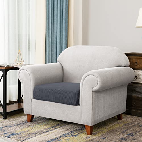Image of CHUN YI Stretch Sofa Seat Cushion Cover, Fitted Sofa Couch Cushion Covers Furniture Protector, Replacement for Individual Cushion Checks Jacquard Sofa Seat Furniture Cover(1 Seater,Grey)