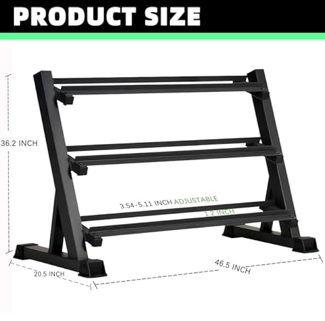 Heavy Duty Steel Dumbbell Rack for 5-50lb Adjustable Dumbbell Weight Storage 3-Tier Weight Stand Rack Home Gym Organizer 1100 LBS Weight Capacity