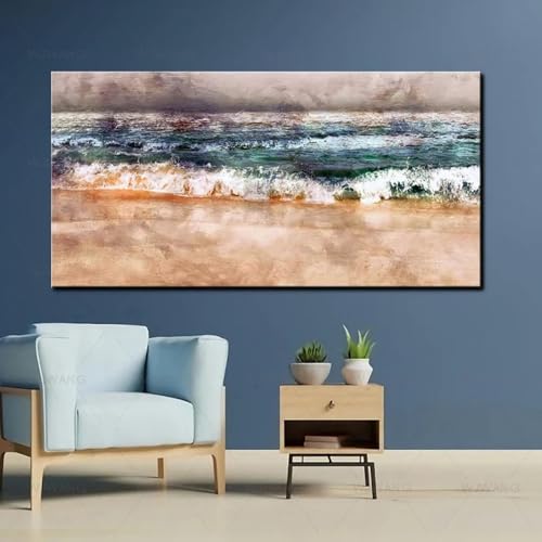 Peinture sur toile abstraite plage pour sublimer votre salon moderne - 2