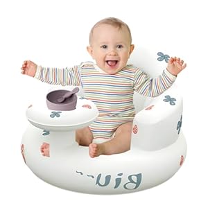 Baby Aufblasbarer Sitz für Babys ab 3 Monaten, aufblasbarer Babystuhl mit Tablett, Kleinkind-Bodensitze zum Sitzen, aufblasbarer Neugeborenensitz, integrierte Luftpumpe, Stuhl mit Rückenstütze