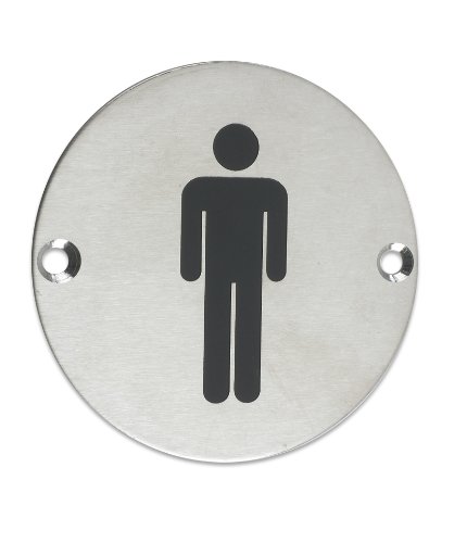 ZSS01SS Male Toilet Sign Sex Symbol 76mm Dia Satin Stainless Steel from The Door Handle Store