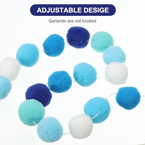 PATIKIL 3 Pcs Pom Pom Garland, 8.2 Feet Decorative Hanging Garland Ball Banner with 30Pcs Felt Balls for Halloween Thanksgiving Christmas Wedding Birthday Party Room Decor, Ocean Colors by PATIKIL - Image 3