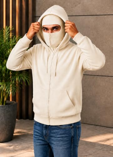 Mack Jonney Men's Fleece Hooded Sweatshirt Offwhite - Image 3