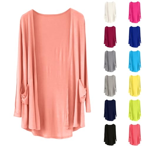 Chaqueta de mujer de verano larga, cárdigan para mujer de gran tamaño, abrigo delgado abrigos color sólido chaqueta con bolsillo ropa delgada ropa de manga larga ropa playa blusa protección solar
