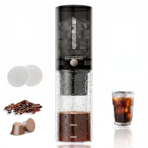 KOZZEWARM Cold Brew Coffee Maker 4 Cup Drip Coffee Machine with Stainless Steel Filter Leak-Proof Rotating Spout Easy-Clean Detachable Pitcher for Iced Coffee Tea&Fruit Infused Water