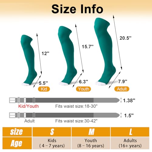 Image of XZQTIVE Baseball Socks and Belt Combo,Over the Knee Softball Socks and Belt,Knee High Football Socks for Kids Youth Adults