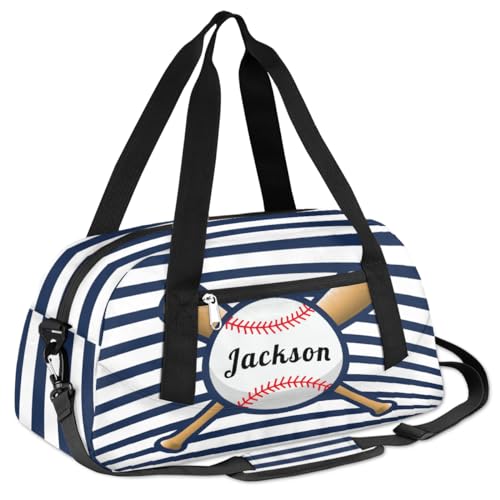 Personalized Kids Duffel Bag Sport Baseball,Customize Sport Gym Bag for Boys Girls,Weekender Overnight Tote Bag Carry On Duffel Bag,Custom Kids Gift,Blue3