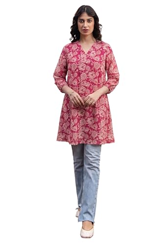 Image of Janasya Women's Georgette Floral Regular Tunic