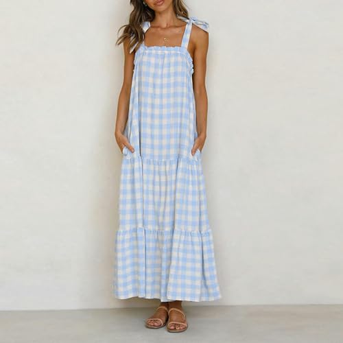Robe de plage bohème avec poches et bretelles amples style décontracté - 3