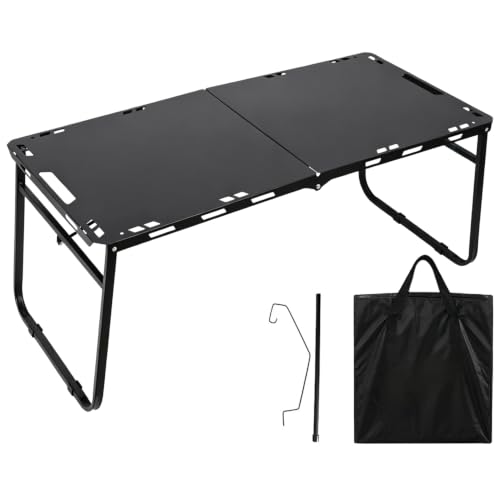 アウトドア テーブル 折りたたみ キャンプテーブル 幅104×49×45cm 軽量 スチール製 軽量 折り畳み 組立簡単