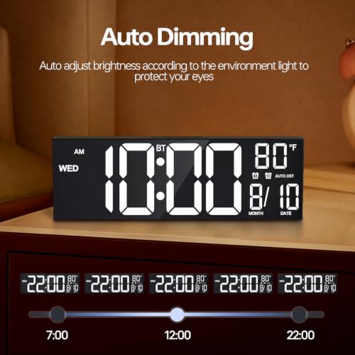 Image of JALL 16.2 inch Large Digital Wall Clock with Bluetooth Sync, RGB Digital Clock Large Display with Auto DST, Wall Clock for Classroom Bedroom Gym Office, Led Clock for Seniors (White)