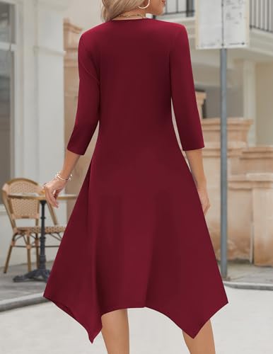 Image of Zeagoo Midi Dresses Women 2026 Dress 3 /4 Sleeve Casual Dresses with Pockets A Line Summer Beach Sundress