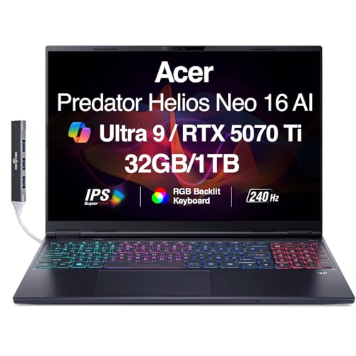 acer Predator Helios NEO 16 AI �Q�[�~���O�m�[�g�p�\�R�� 16�C���` 2.5K QHD 240Hz �f�B�X�v���C (Intel Ultra 9-275HX, GeForce RTX 5070Ti 12GB, 32GB DDR5