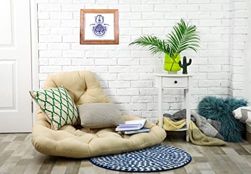 Iznik Decorative Tile, Handpainted Tile, Wooden Frame, Handpainted Iznik Tile, Ottoman Tile, Turkish Ceramic Tile, Wall Decor, 8In X 8In, Fatima Hand Hamsa Motif Iznik Tile Of Ground Quartz #TOP3