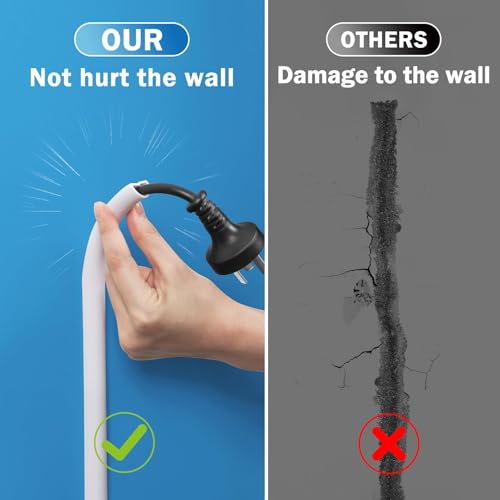 Azonee غطاء كيبل لاصق ذاتي لإدارة الأسلاك على الحائط، مجموعة مجرى الكيبلات لتغطية الأسلاك المرنة من PVC لإخفاء الأسلاك على الأرضية، غطاء حماية للكيبلات للمنزل والمكتب، 3 متر