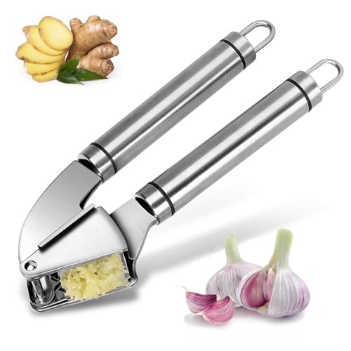 Velrithia Knoblauchpresse,Einfaches Ausdrücken von Knoblauch und Ingwer(KeinSchalen Nötig),Leicht zu Reinigende,spulmaschinengeeignet,304 Edelstahl,Silber Velrithia Knoblauchpresse,Einfaches Ausdrücken von Knoblauch und Ingwer(KeinSchalen Nötig),Leicht zu Reinigende,spulmaschinengeeignet,304 Edelstahl,Silber