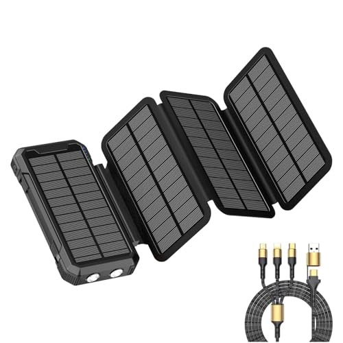 Power Bank Solar Cargador Banco De Energía Portátil Bateria Pila Inalámbrico Carga Rápida 4 Paneles Alta Capacidad...