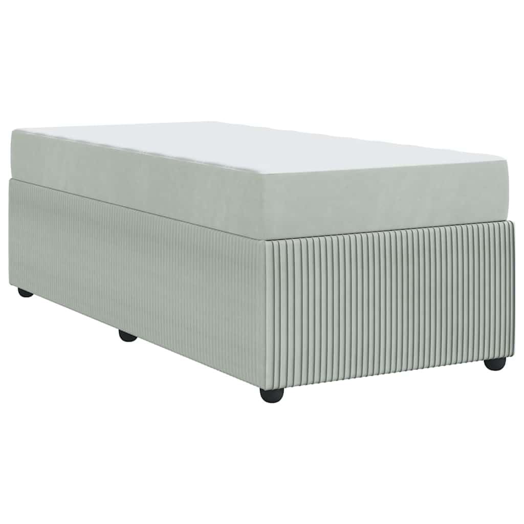 Einzelbett 90x200 cm mit Matratze und Lattenrost, hellgraues Stoffbett modernes gepolstertes Bettgestell mit Holzrahmen für Jugendzimmer, Gäste- oder Erstwohnung