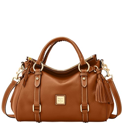 Dooney & Bourke Satchel Bags for Women Pebble Grain Leather Satchel Handbag with Adjustable Shoulder Strap - Brown
