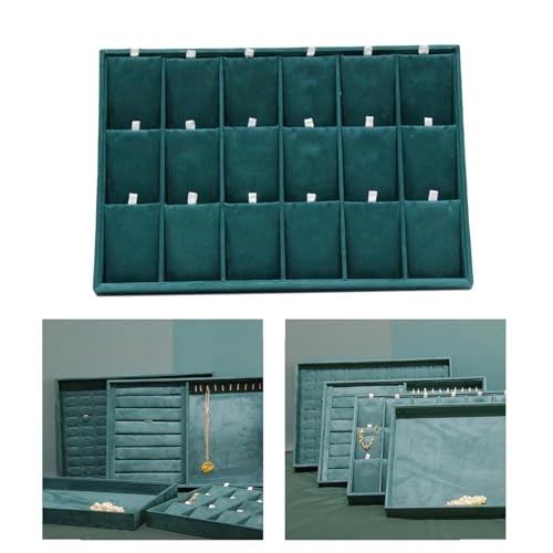 Image of Premium 12 Necklace Chain Velvet Jewelry Drawer Organizer Tray Stackable