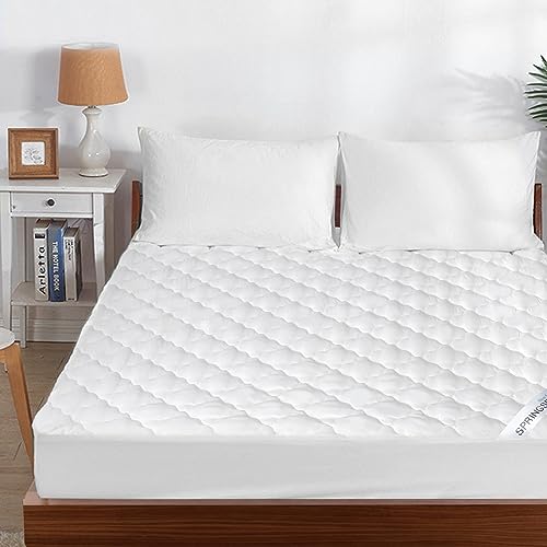 Waterproof Queen Mattress Pad Cover, Quilted Fitted Queen Mattress Protector with Ultra Soft & Aborsbent Surface, Stain Protection Deep Pocket Strethes up to 18" Depth
