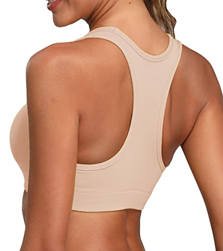 Image of Oalka Women's Racerback Sports Support Workout Running Bras | Oalka Women's Racerback Sports Support Workout Running Bras